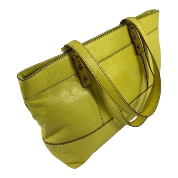Fossil Yellow Leather Tote with Structured Design - Picture 7 of 8